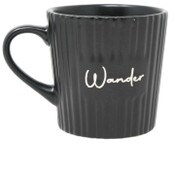 Wholesale - 16oz Matte Black Mug with Embossed Pattern and Debossed "Wander" C/P 24, UPC: 195010148771